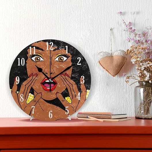 Woman's image inside a clock 