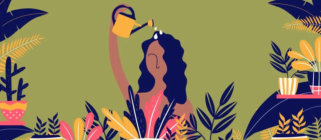 Growth Focused Woman Leader Watering herself